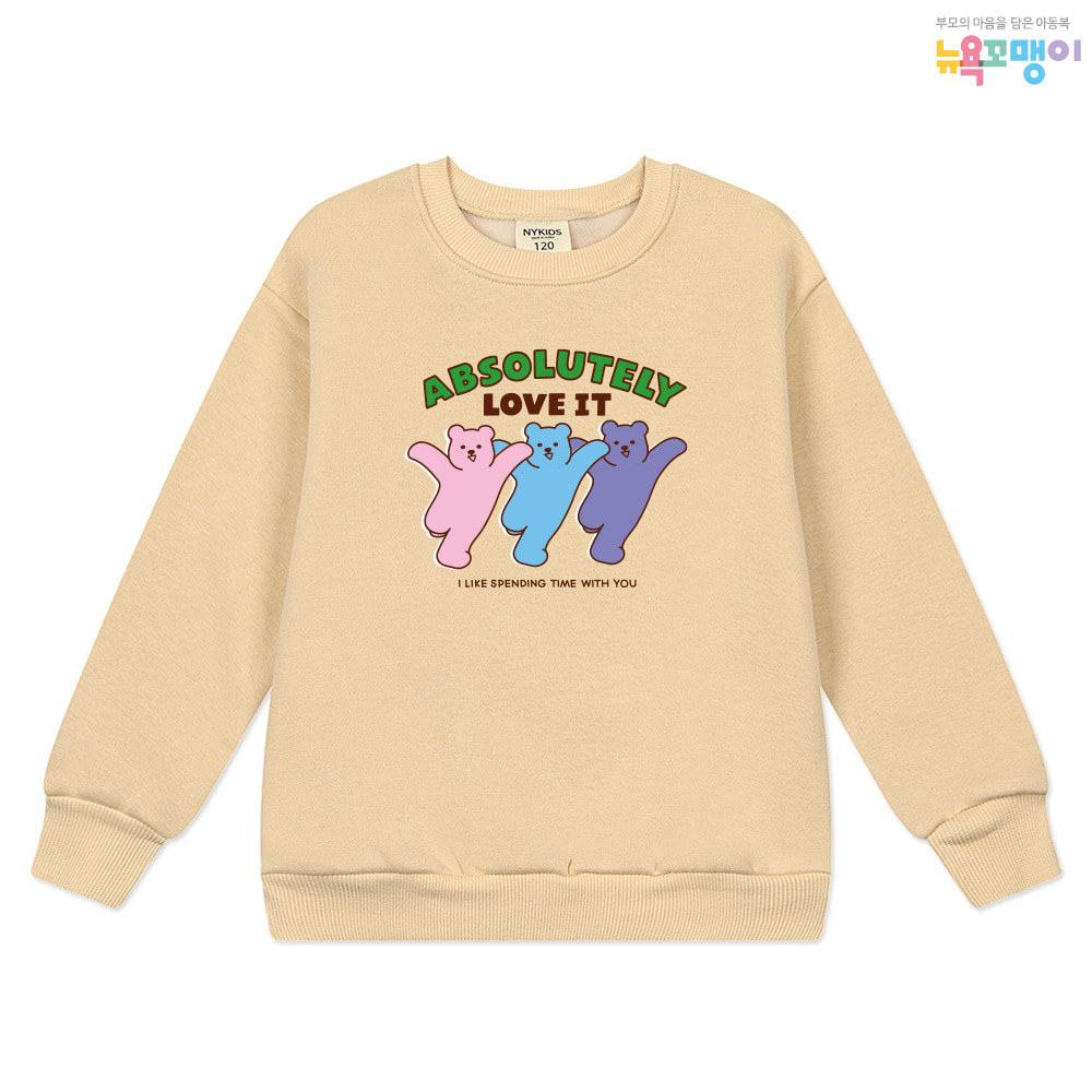 뉴욕꼬맹이 젤리베어 맨투맨(기모) 티셔츠 J096 - 아동/주니어 기모맨투맨